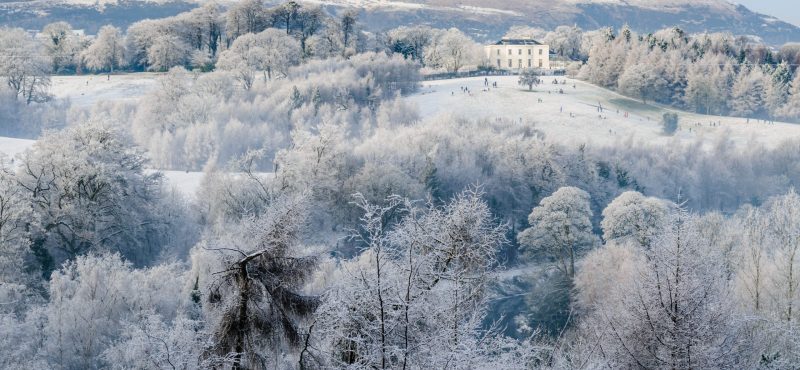 Barnetts Demesne from a distance, covered in snow