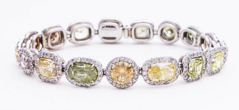 Sparkling Diamond & Gemstone Bracelet in White Gold